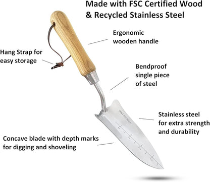 Garden tool 3-piece set trowel with wooden handle and stainless steel blade by Garden Guru on Tampa Home & Garden Store