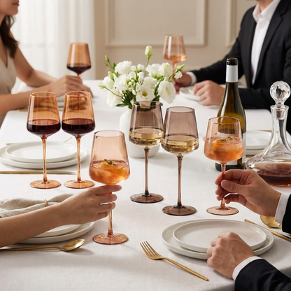 Venus Set of 6 Brown and Tall Wine Glasses