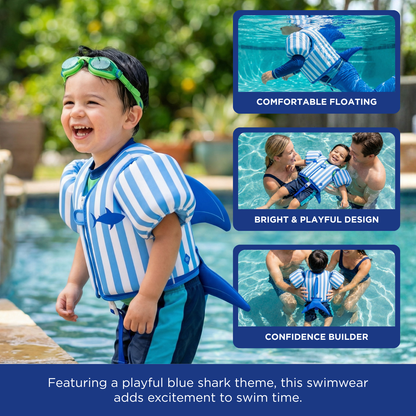 Toddler Blue Shark Swim Vest for Pool and Beach