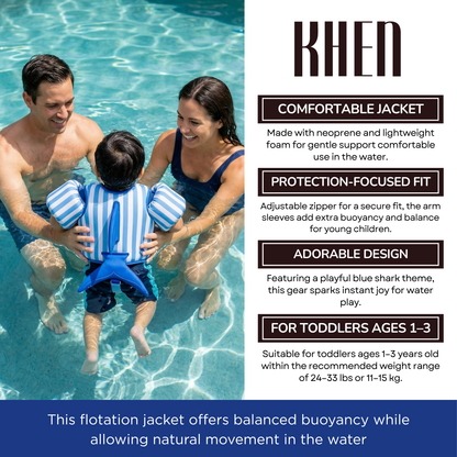 Toddler Blue Shark Swim Vest for Pool and Beach