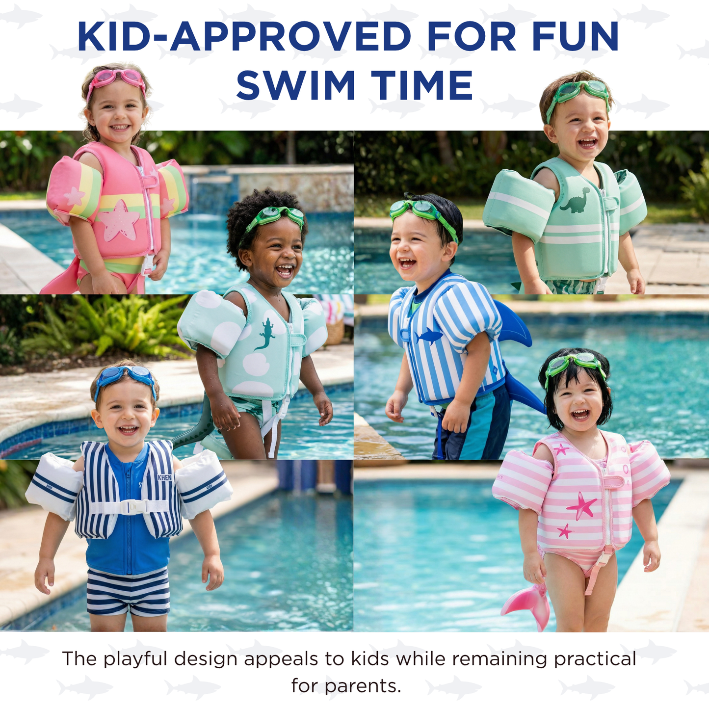 Toddler Blue Shark Swim Vest for Pool and Beach