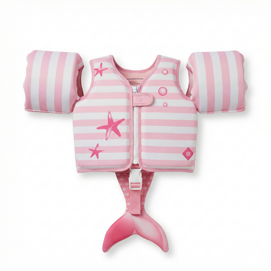 Pink Mermaid Swim Vest with Sleeves for Toddlers