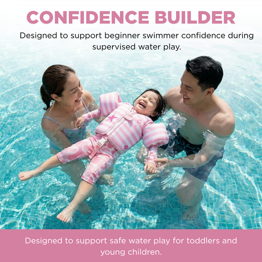 Pink Mermaid Swim Vest with Sleeves for Toddlers