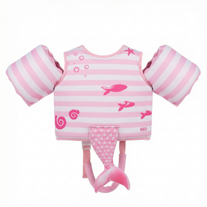 Pink Mermaid Swim Vest with Sleeves for Toddlers