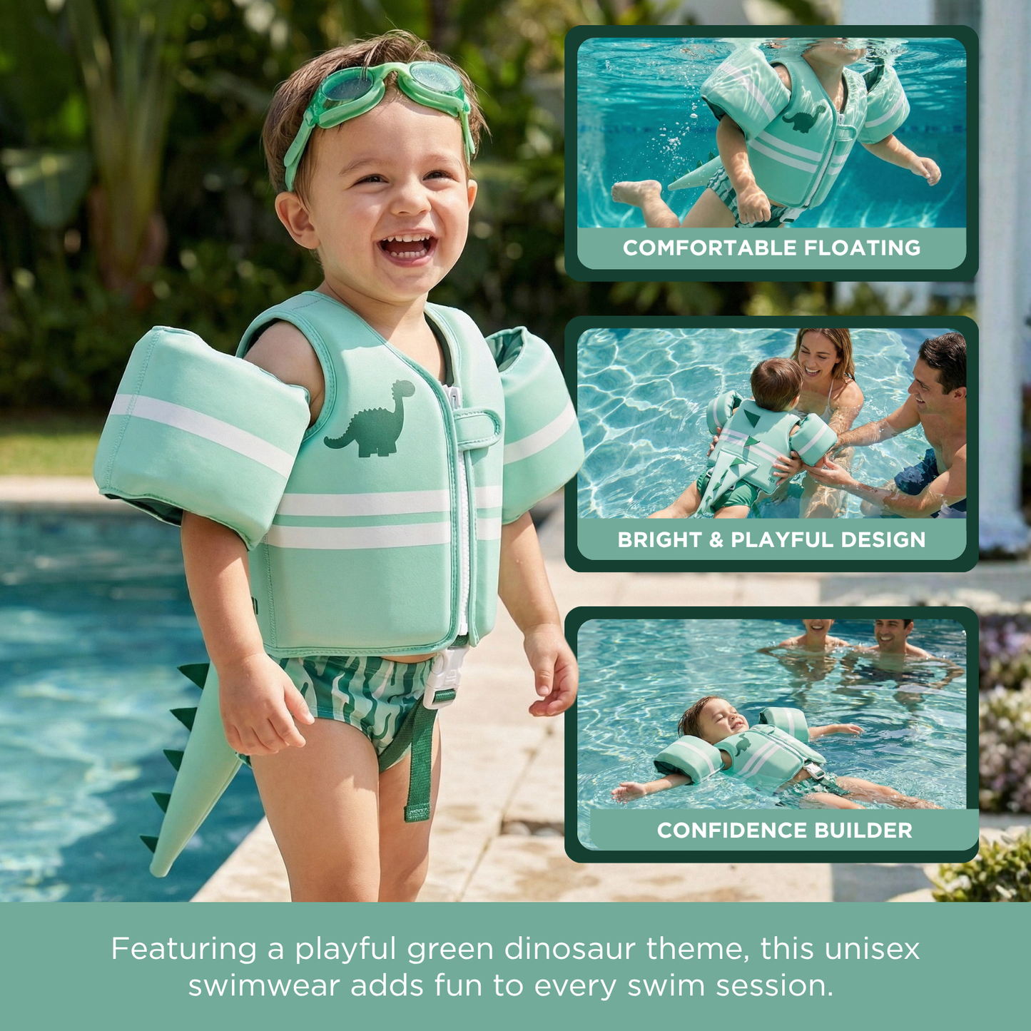 Toddler Dinosaur Swim Jacket and Sleeves