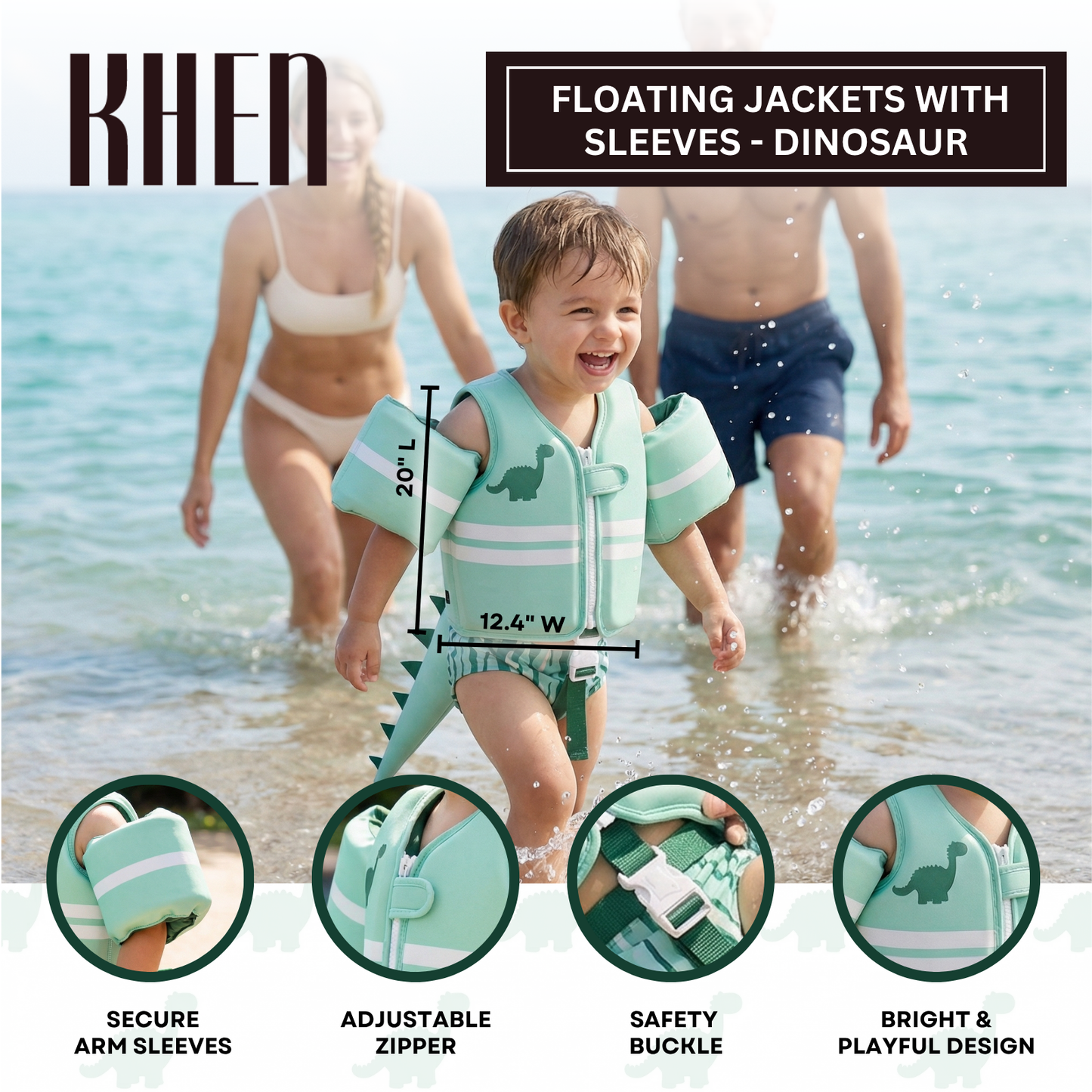 Toddler Dinosaur Swim Jacket and Sleeves