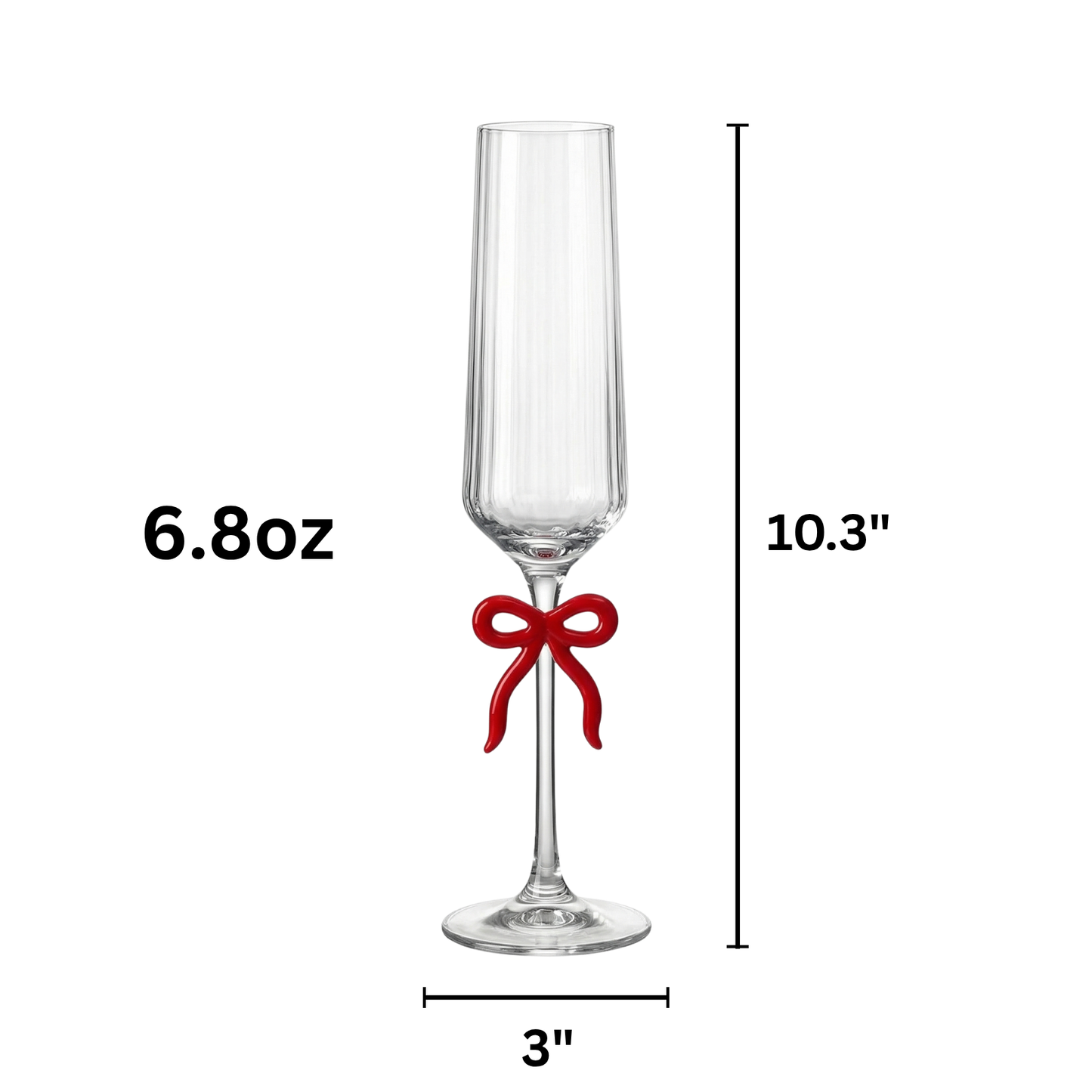 Clear Champagne Flutes And Red Bow Set Of Two