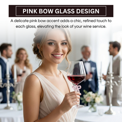 Oversized Clear Wine Glass and Pink Bow Stem