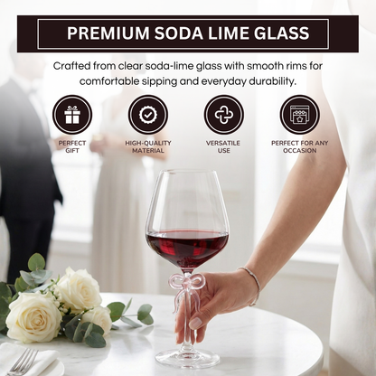 Oversized Clear Wine Glass and Pink Bow Stem