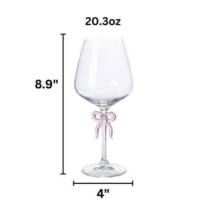 Oversized Clear Wine Glass and Pink Bow Stem