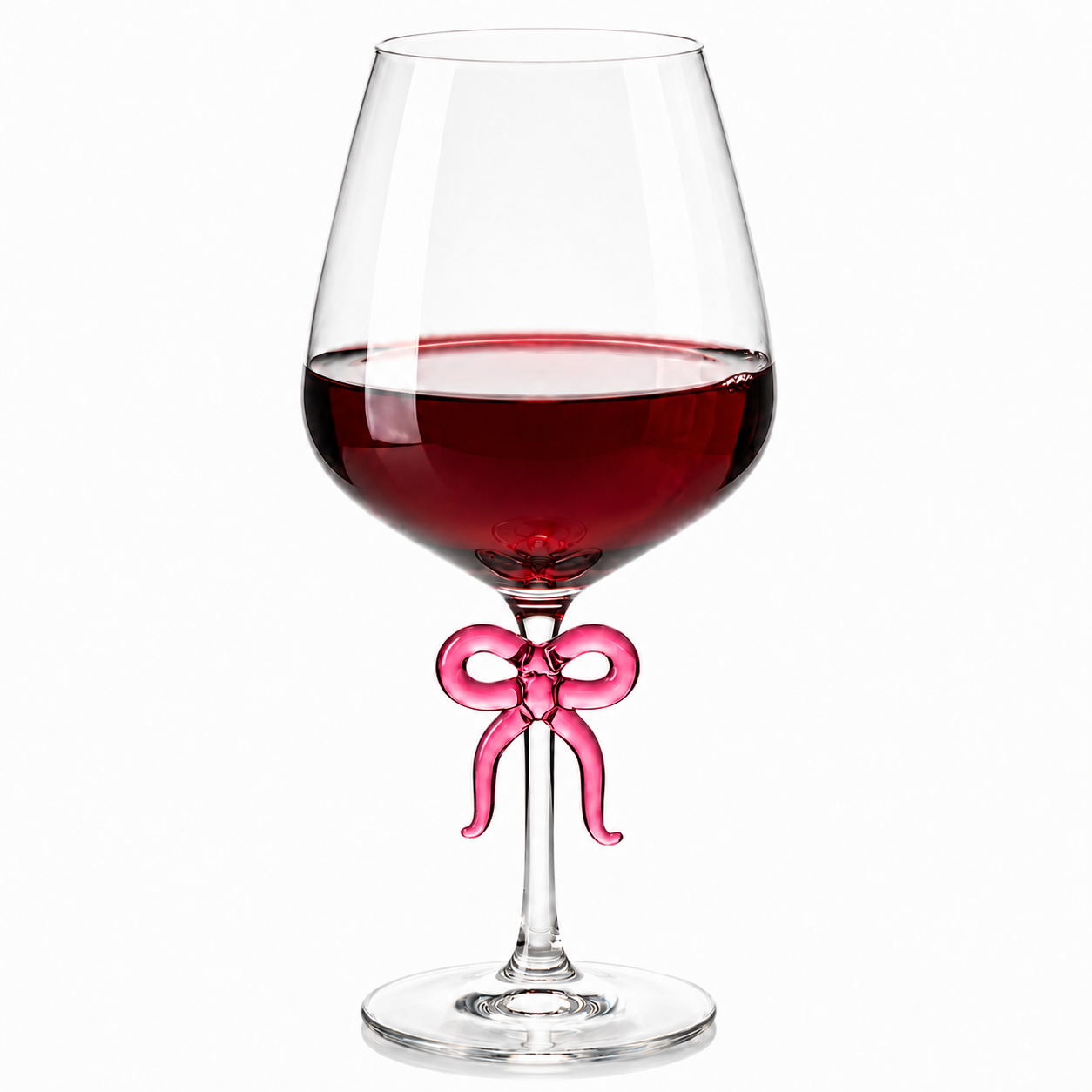 Oversized Clear Wine Glass and Pink Bow Stem