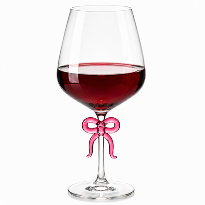 Oversized Clear Wine Glass and Pink Bow Stem