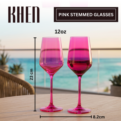 Chica Wine Glasses And Hot Pink Set Of Two