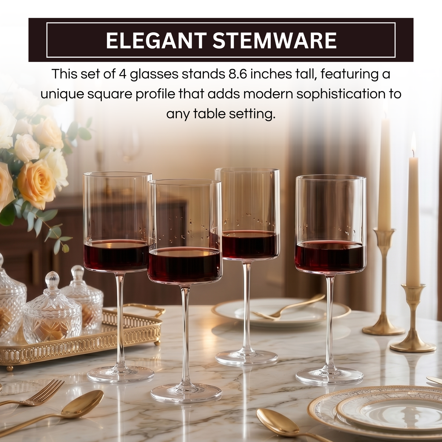 Barcelona Acrylic Stemmed Wine Glasses Set of 4