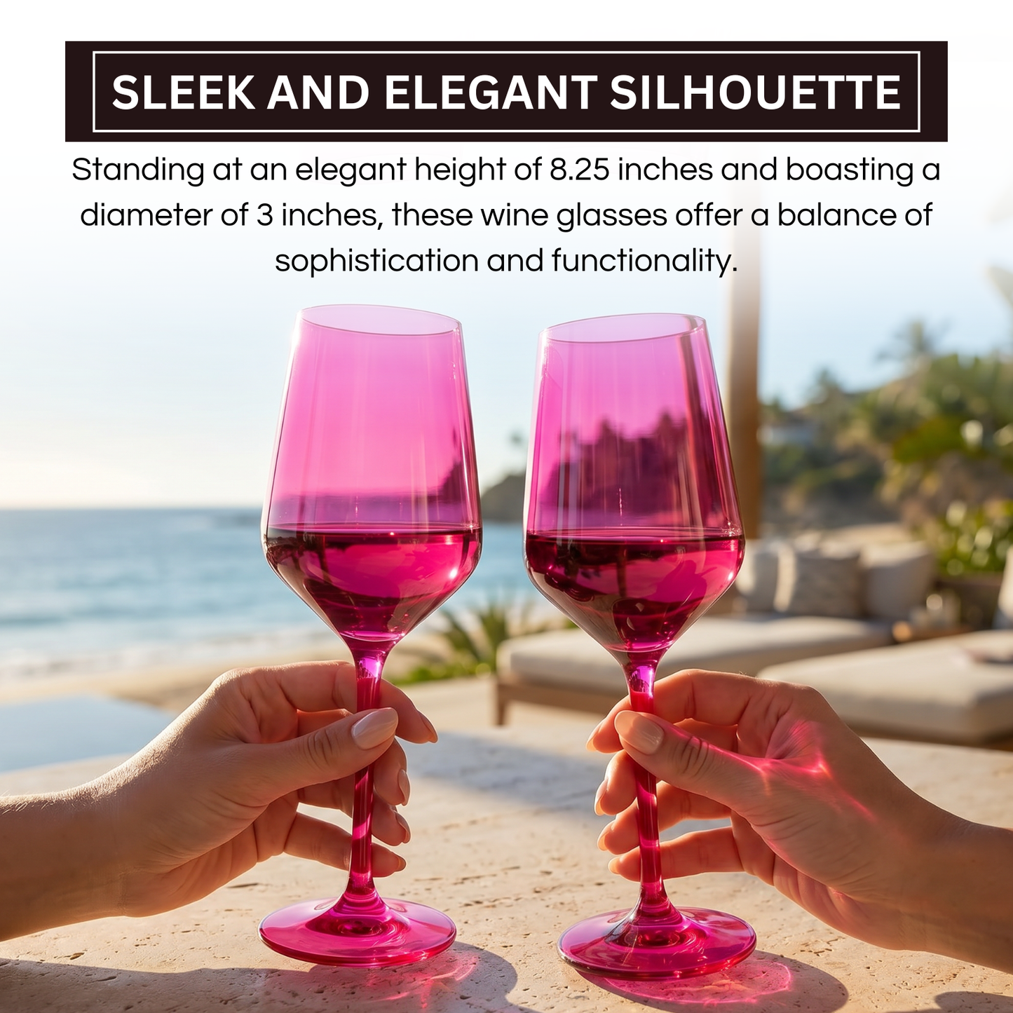 Chica Wine Glasses And Hot Pink Set Of Two