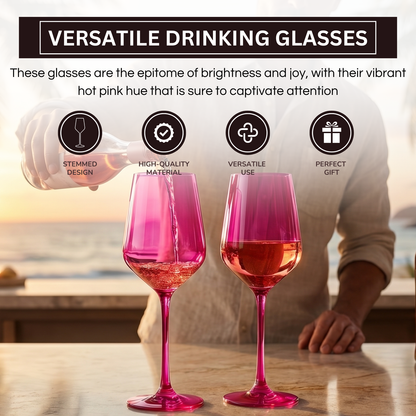Chica Wine Glasses And Hot Pink Set Of Two