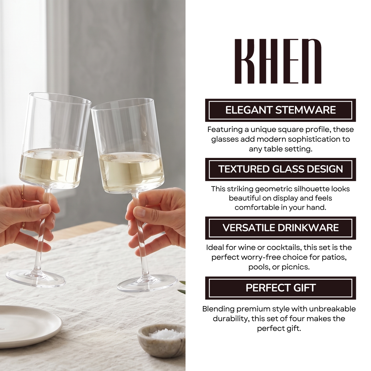 Barcelona Acrylic Stemmed Wine Glasses Set of 4