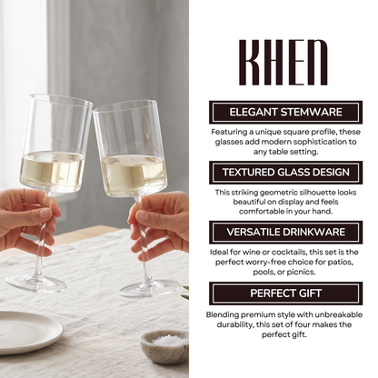 Barcelona Acrylic Stemmed Wine Glasses Set of 4