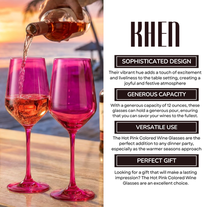 Chica Wine Glasses And Hot Pink Set Of Two