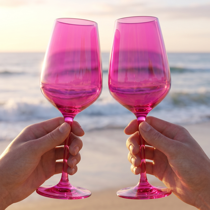 Chica Wine Glasses And Hot Pink Set Of Two