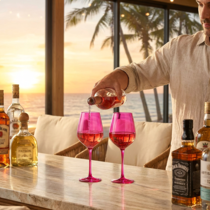 Chica Wine Glasses And Hot Pink Set Of Two