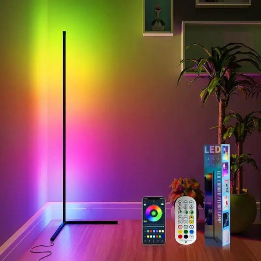 Ambient RGBIC Floor Lamp with Bluetooth LED in black metal; colorful wall wash with app control on Tampa Home & Garden Store