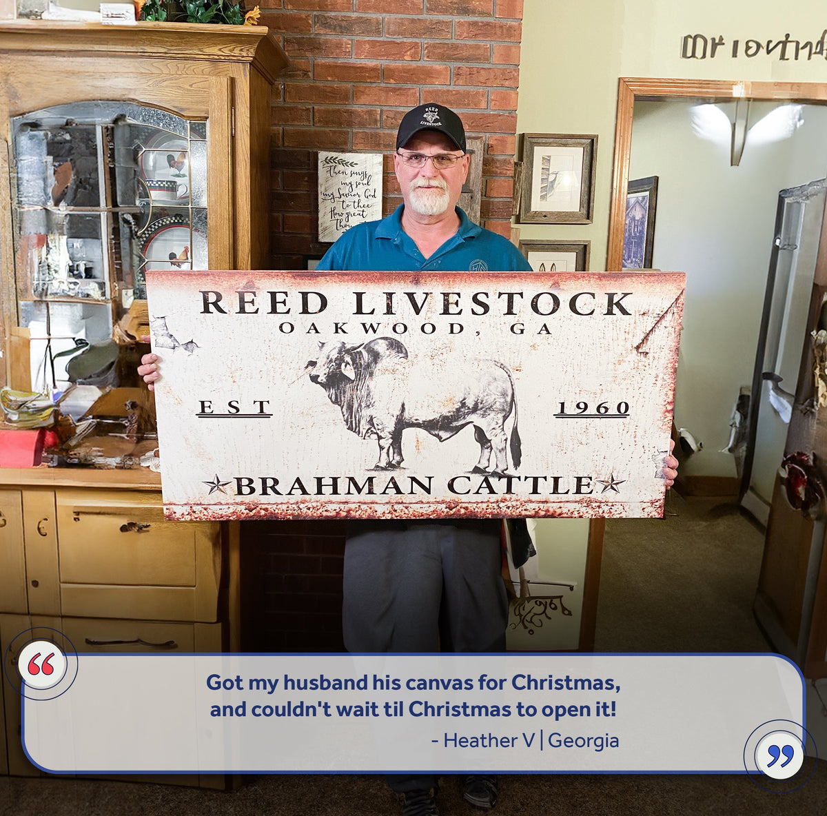 Brahman Cattle Sign canvas by Tailored Canvases with cattle illustration on Tampa Home & Garden Store
