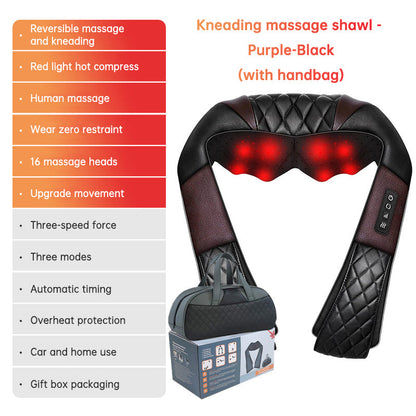 Kneading massage shawl massager SKG cervical massager purple-black with red heat bag included on Tampa Home & Garden Store