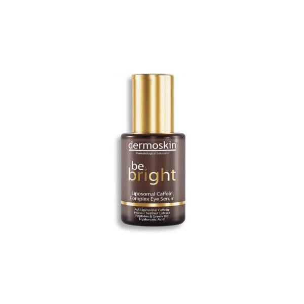 Dermoskin Be Bright Liposomal Caffeine Eye Serum bottle brown glass with gold cap on Tampa Home & Garden Store