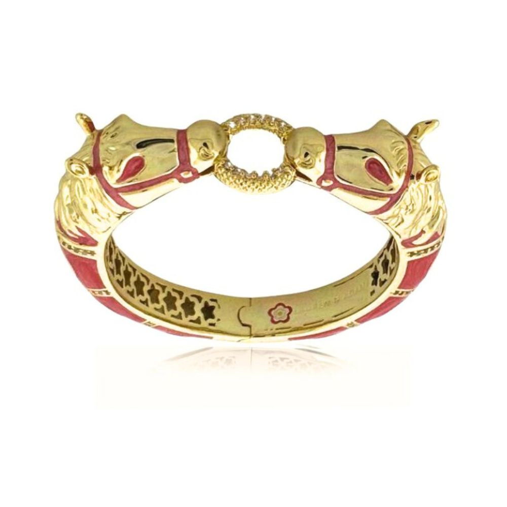 Equestrian Horse Bangle Pavé Circle bracelet gold-tone with horse head ends by Lauren G Adams on Tampa Home & Garden Store