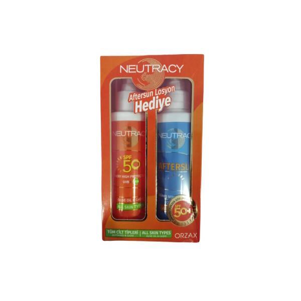 Neutracy SPF50+ sunscreen lotion duo orange and blue tubes with CoQ10 on Tampa Home & Garden Store