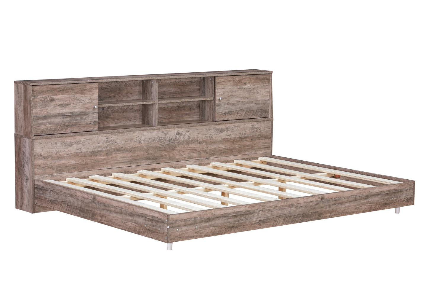 Full Size Daybed Frame with Storage Bookcases Wood Light Oak - Tampa Home & Garden Store