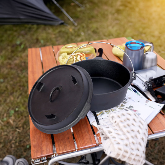 ast iron Dutch oven with lid, outdoor camping deep pot, used for camping, cooking, barbecue and leg rest, 8 Quart - Tampa Home & Garden Store