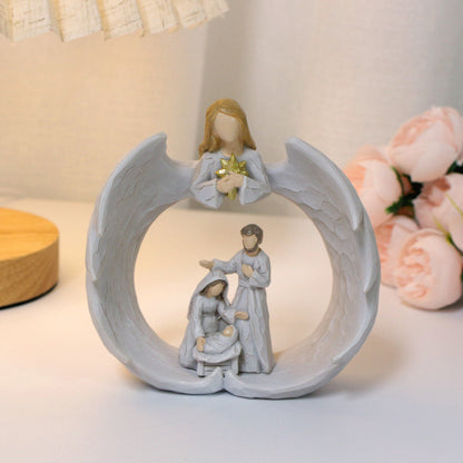 Nordic Creative Angel Family Sculpture Decoration Home Living Room Bookcase Decoration Crafts Resin Statue Ornament - Tampa Home & Garden Store