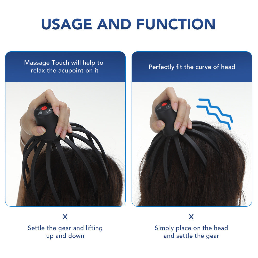 Head Massager Octopus Scalp Massager Electric Head Massage Claw Household Head Physiotherapy Instrument - Tampa Home & Garden Store