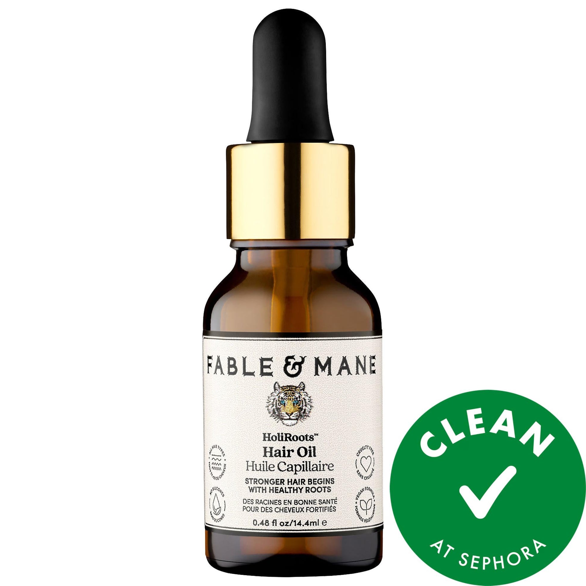 HoliRoots Pre-Wash Hair Oil bottle with amber glass and black dropper by Beauty Care Bag on Tampa Home & Garden Store