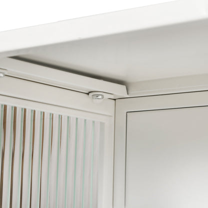 27.56"Glass Doors Modern Two-door Wall Cabinet with Featuring Three-tier White
