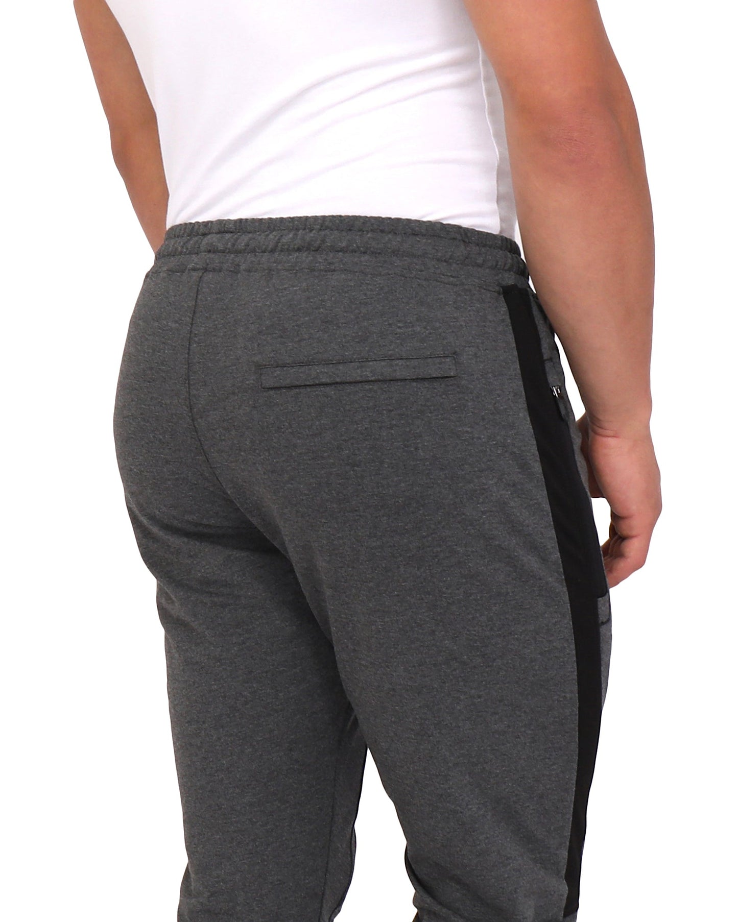 Infinite Flex Jogger Tall Fit charcoal gray sweatpants with black side panel on Tampa Home & Garden Store