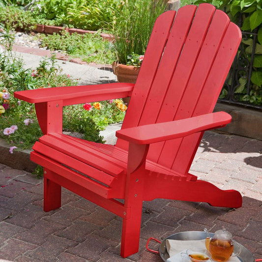 Outdoor Weather Resistant Eucalyptus Wood Adirondack Chair in Red Finish - Tampa Home & Garden Store