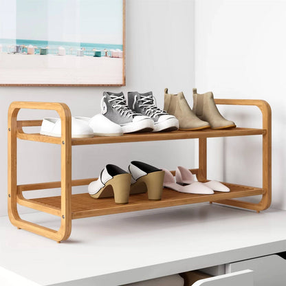 Zapatero apilable moderno de bambú de 2 estantes - Capacidad para hasta 8 pares de zapatos