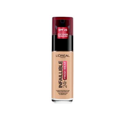 L’Oréal Paris Infallible 24H Fresh Wear foundation bottle beige liquid with red SPF 25 cap on Tampa Home & Garden Store