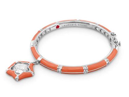 Girls stackable star charm bangle in orange enamel with silver accents by Lauren G Adams on Tampa Home & Garden Store