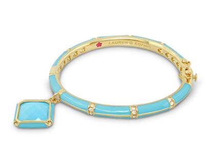 Girls Stackable Charm Bangle turquoise enamel bracelet pendant Lauren G Adams on Tampa Home & Garden Store