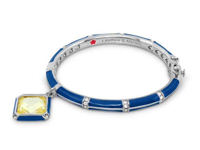 Girls Stackable Charm Bangle blue enamel bracelet with yellow pendant by Lauren G Adams on Tampa Home & Garden Store
