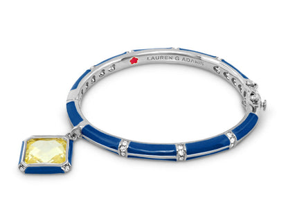 Girls Stackable Charm Bangle blue enamel bracelet with yellow pendant by Lauren G Adams on Tampa Home & Garden Store