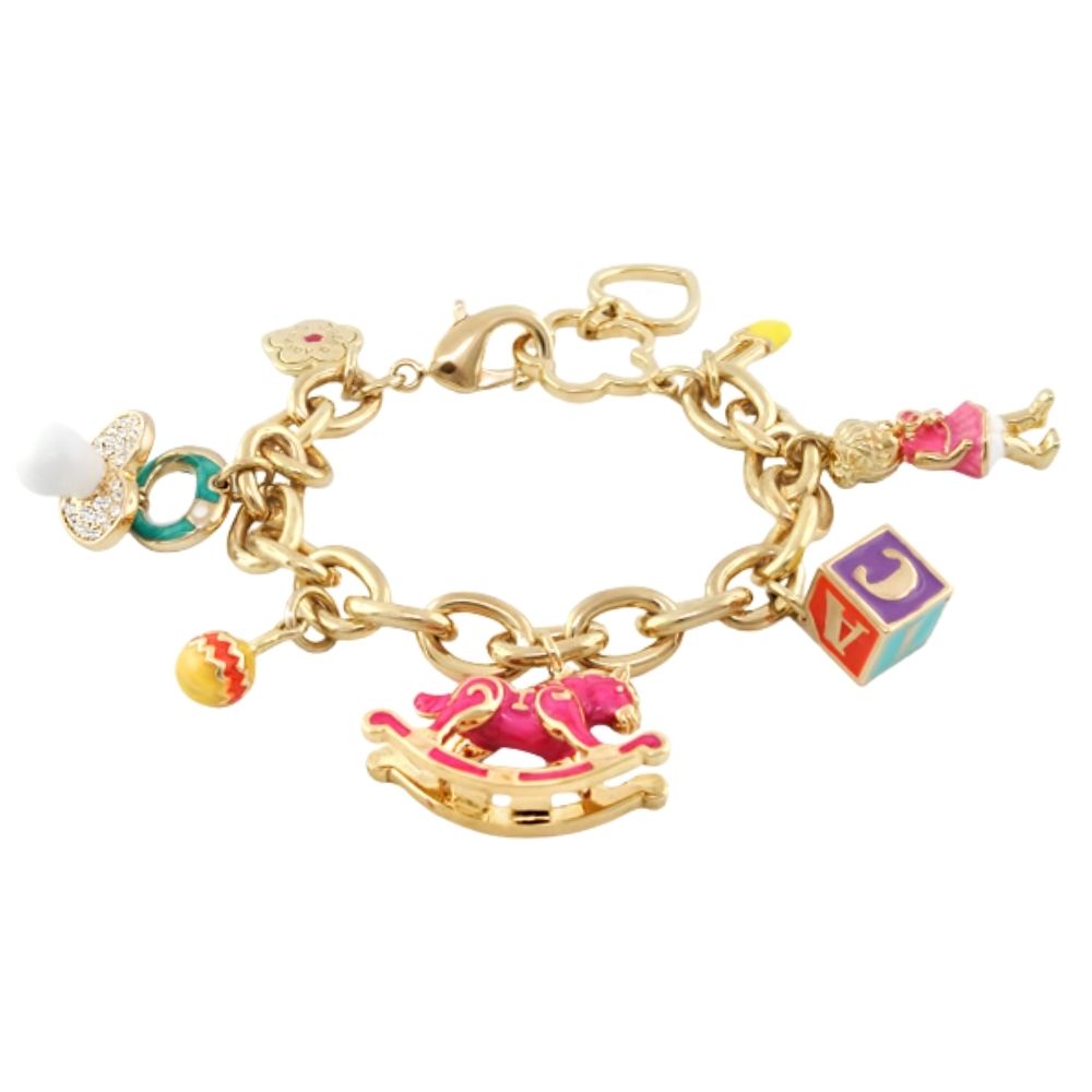 Children's bracelet Lauren G Adams, gold-tone charm bracelet with rocking horse charms on Tampa Home & Garden Store