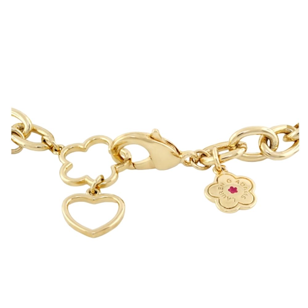 Children's bracelet gold-tone with heart, clover, and flower charms by Lauren G Adams on Tampa Home & Garden Store