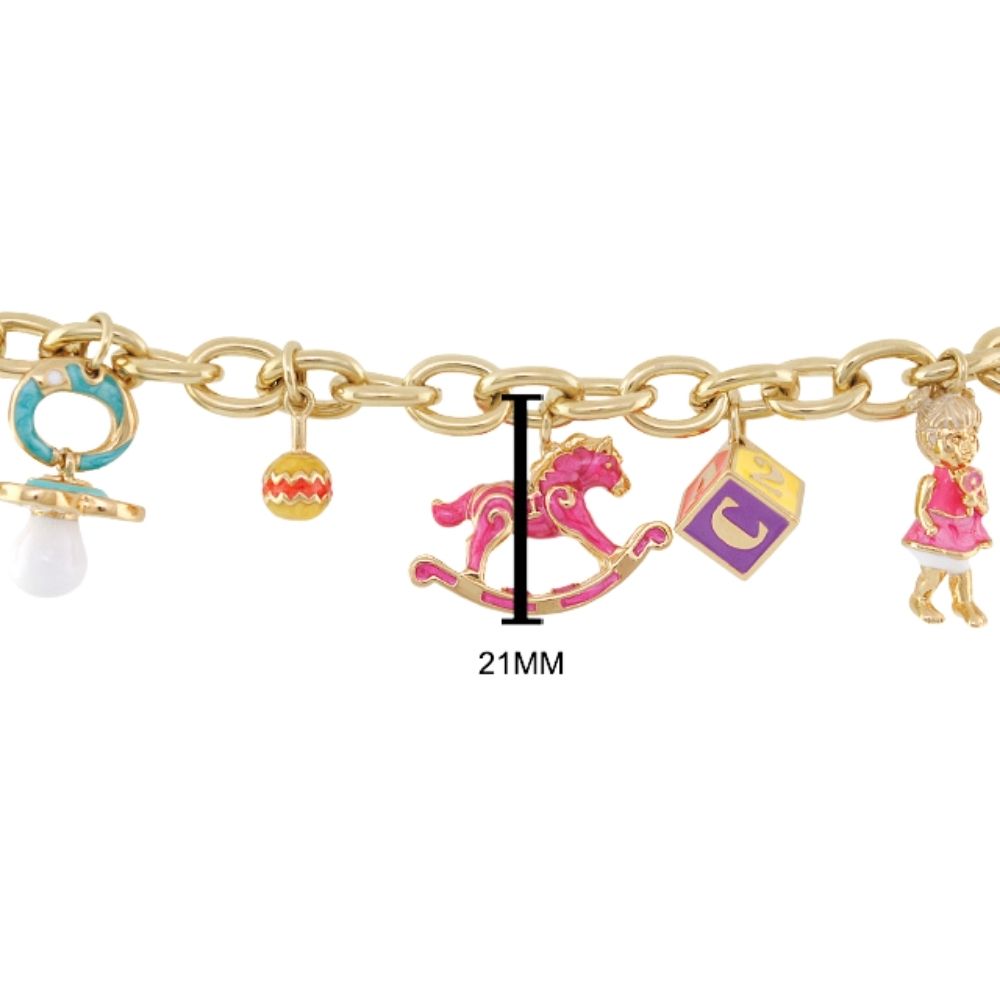 Children's Bracelet Lauren G Adams, Girl's Collection, gold-tone chain with turquoise ring charm on Tampa Home & Garden Store