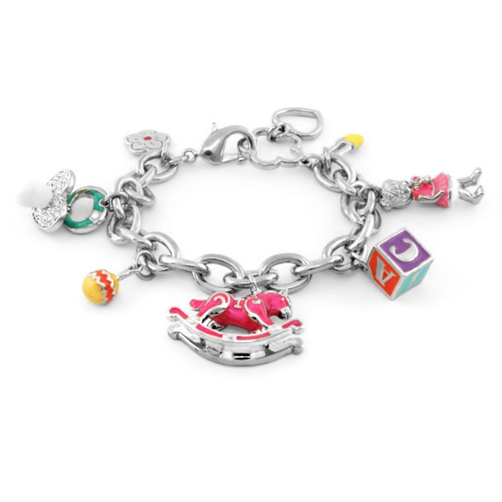 Children's bracelet Lauren G Adams charm bracelet with carousel horse and ABC cube charms on Tampa Home & Garden Store