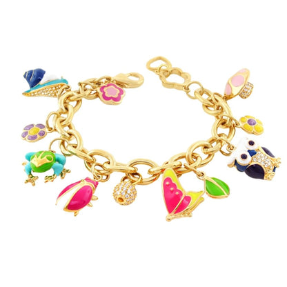 Dream Garden Bracelet gold-tone chain with colorful enamel charms Lauren G Adams on Tampa Home & Garden Store